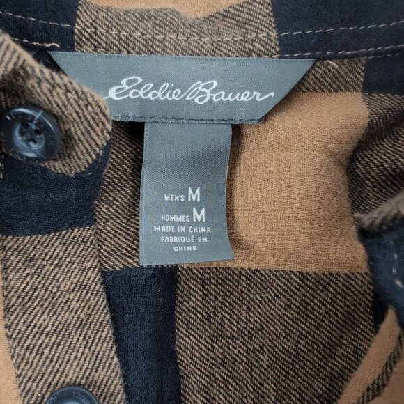 Eddie Bauer Men's Brown/Black Plaid Flannel Button Up Shirt Chest Pocket, Size M - Picture 3 of 7